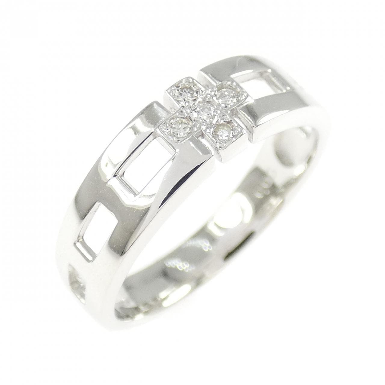 K18WG クロス ダイヤモンド リング 0.05CT