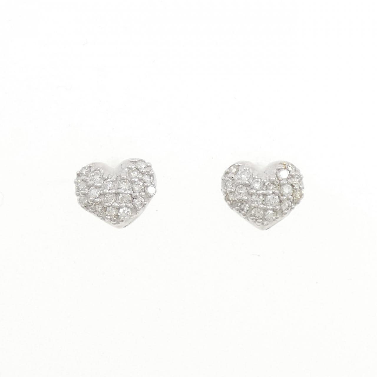 K18WG パヴェ ハート ダイヤモンド ピアス 0.30CT