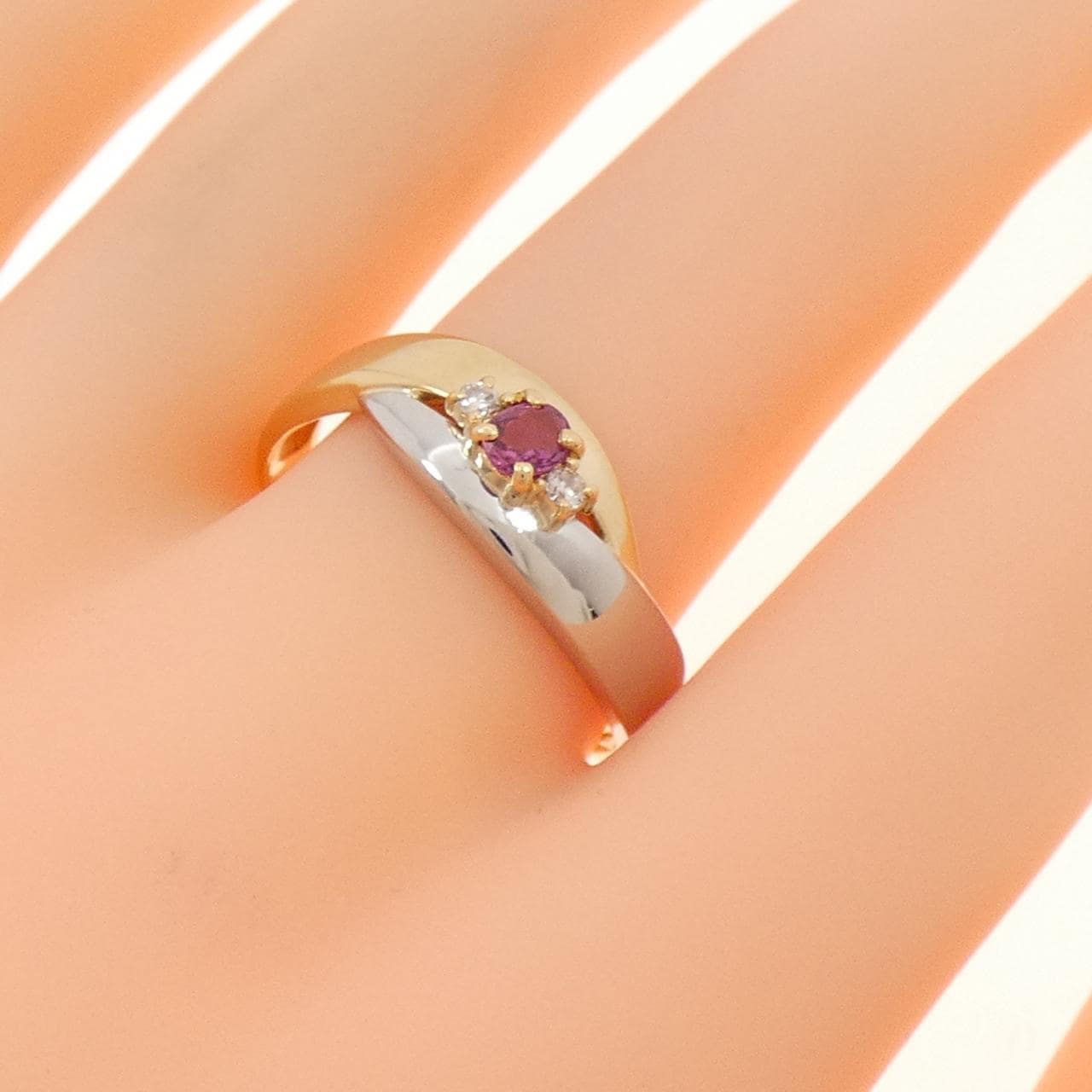 PT900/K18YG ルビー リング 0.22CT