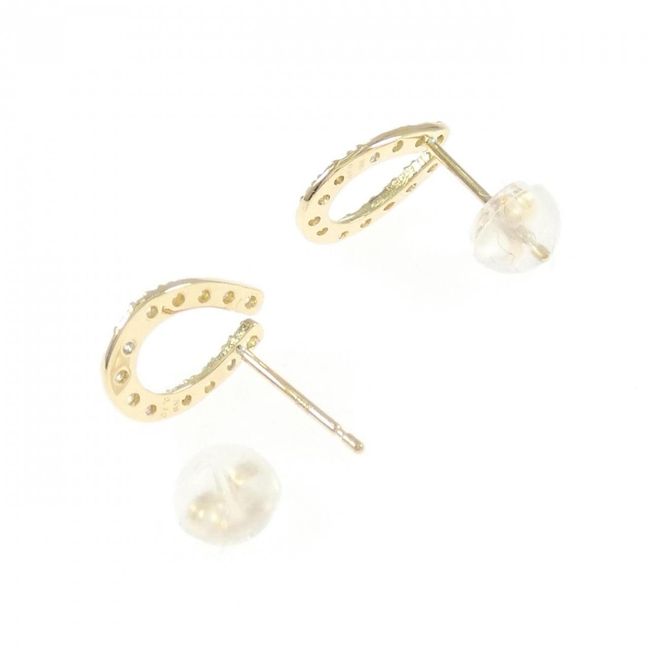 【リメイク】K18YG ホースシュー ダイヤモンド ピアス 0.20CT