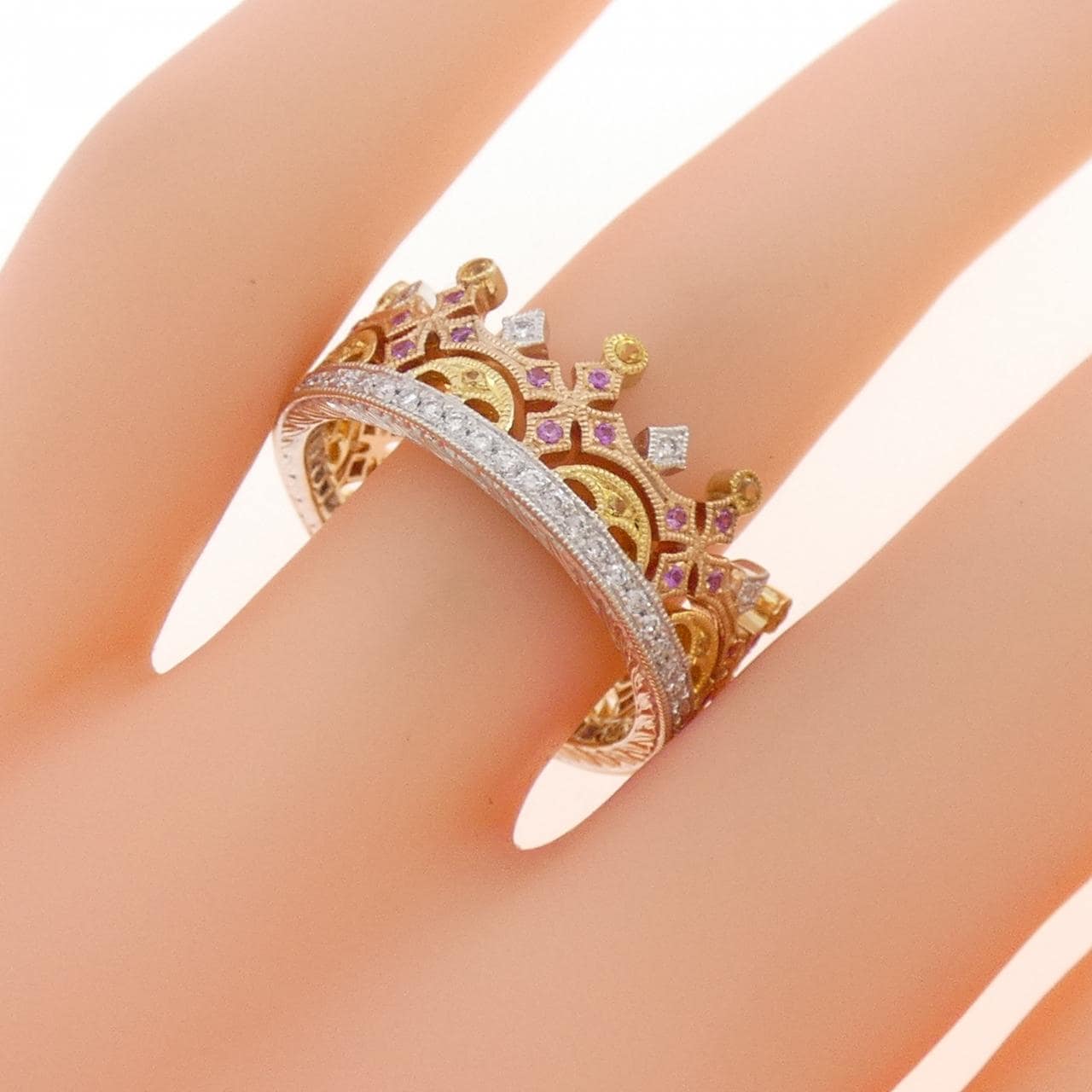 750スリーカラー サファイヤ リング 0.30CT