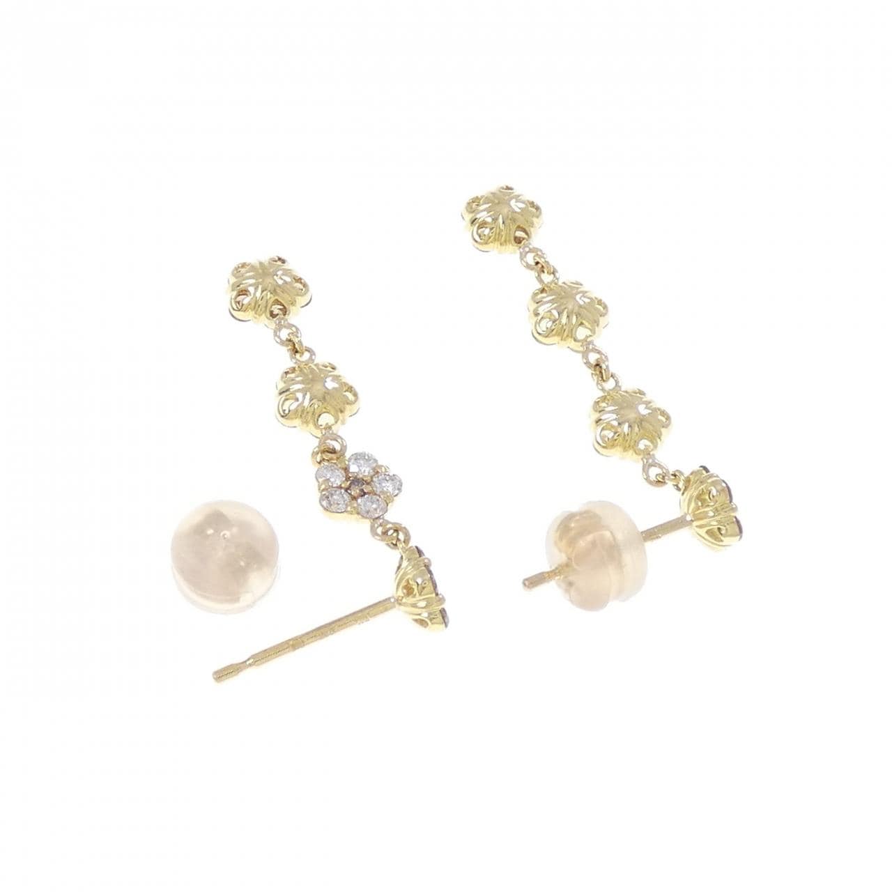 K18YG フラワー トパーズ ピアス 0.28CT