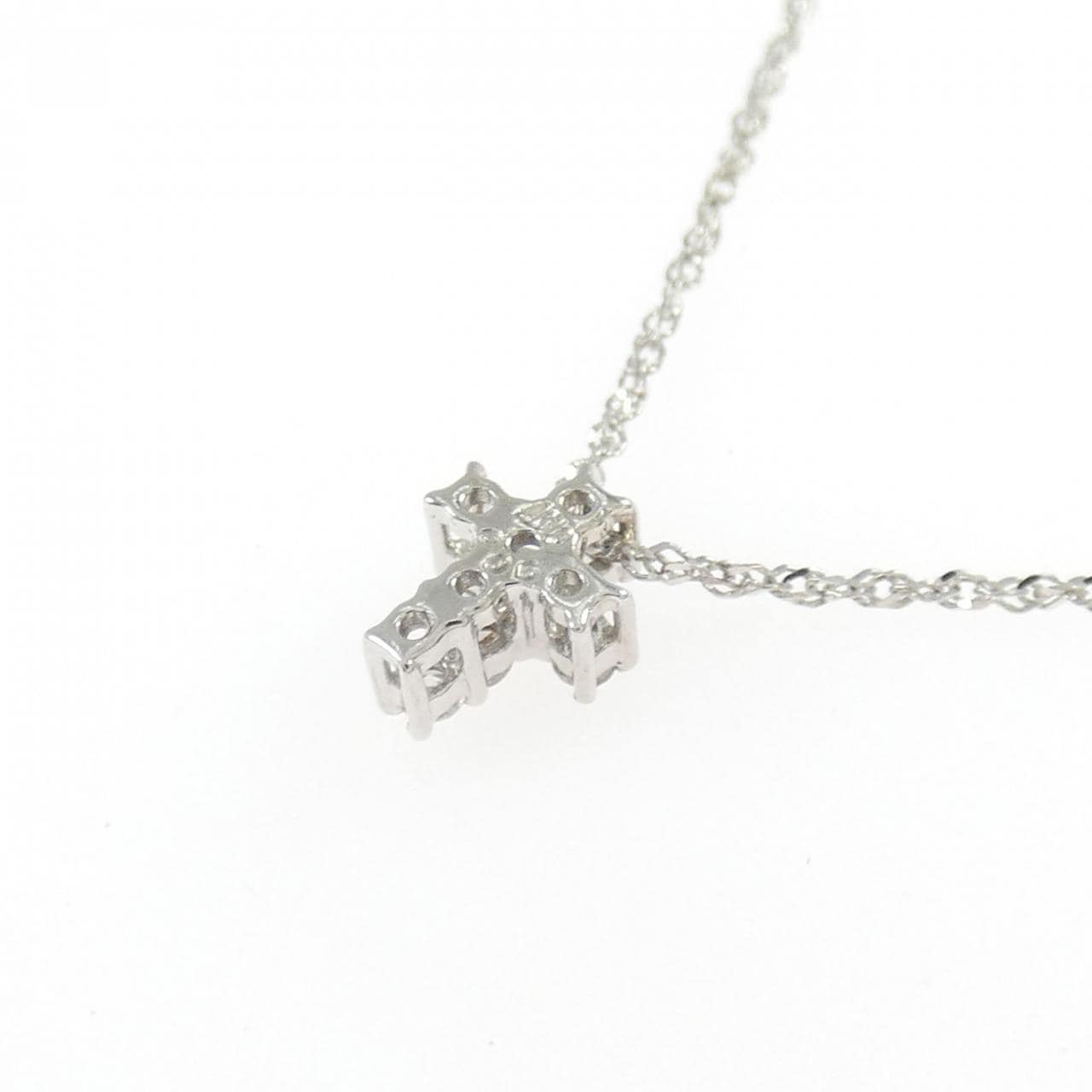 K10WG クロス ダイヤモンド ネックレス 0.06CT
