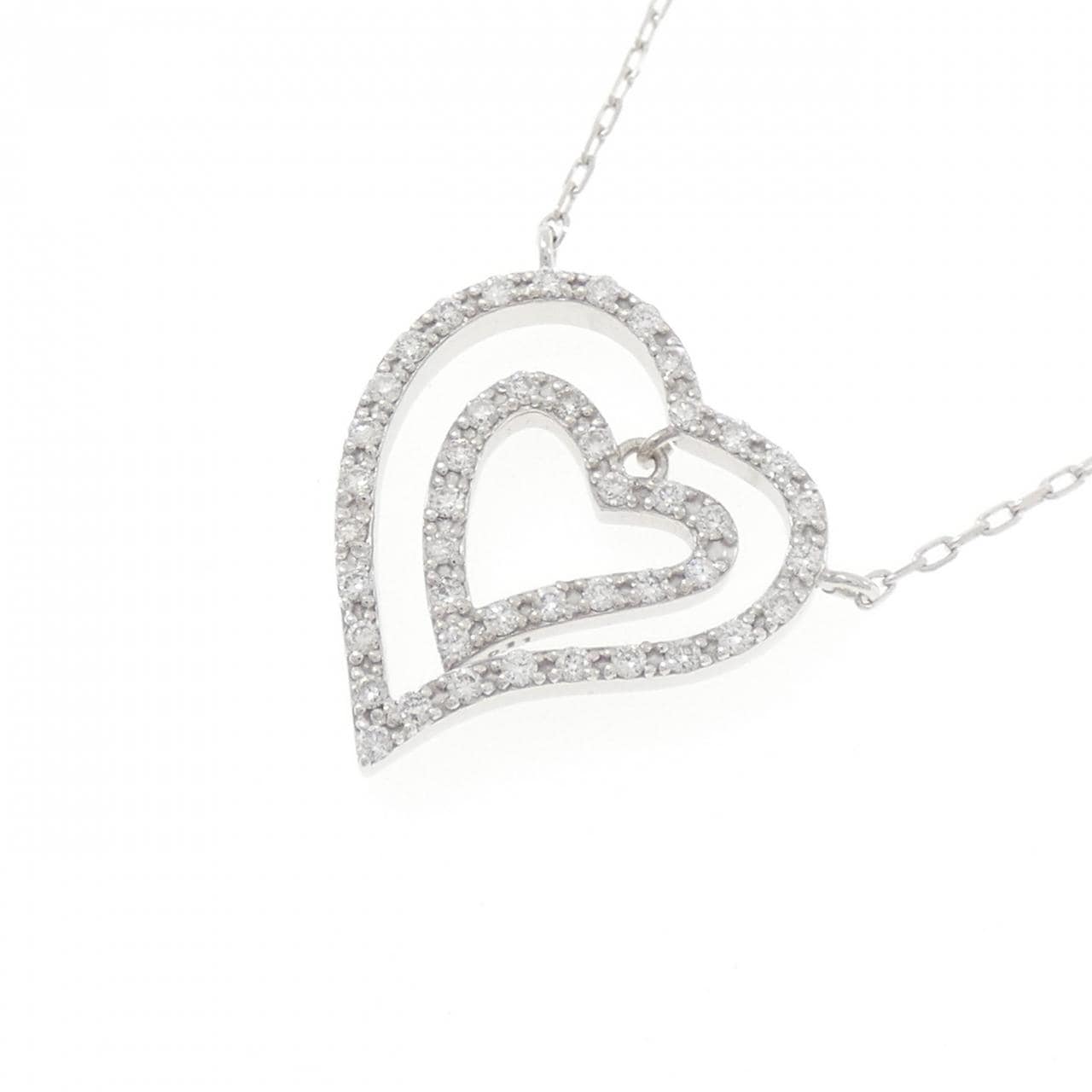 K18WG ハート ダイヤモンド ネックレス 0.18CT