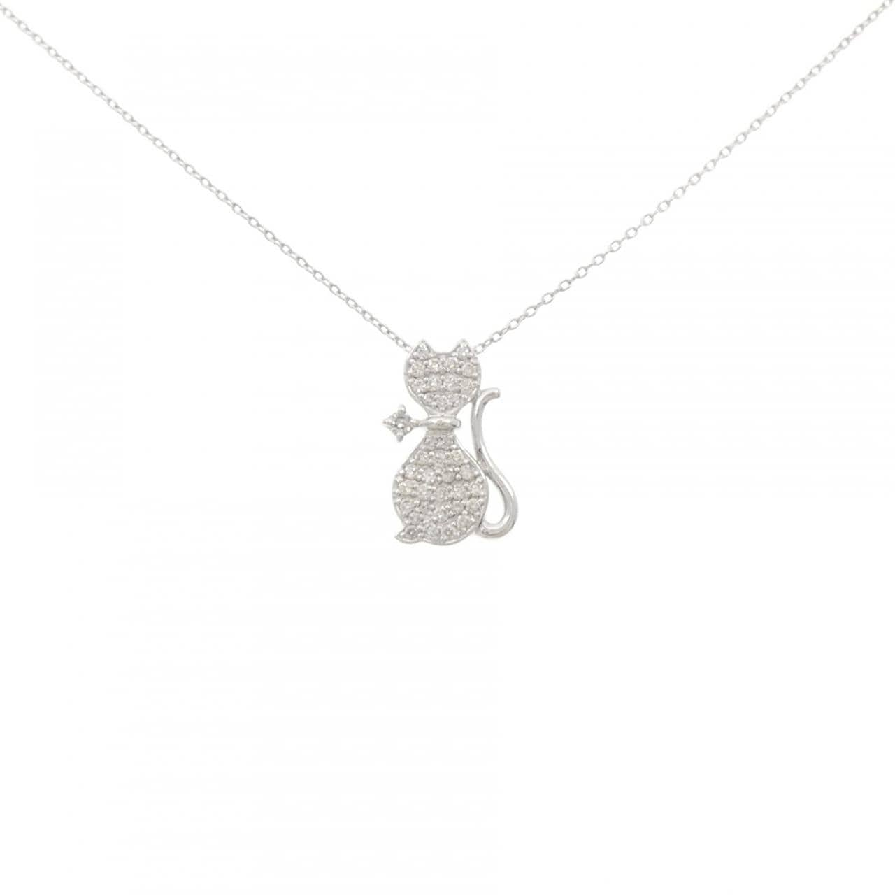 K18WG キャット パヴェ ダイヤモンド ネックレス 0.30CT