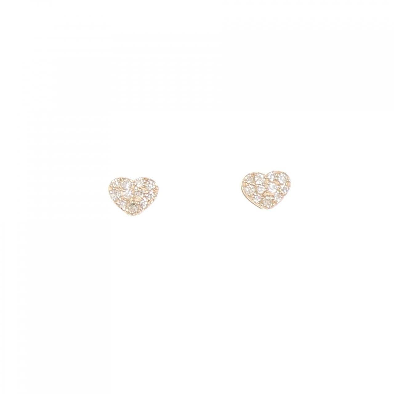 K18PG ハート ダイヤモンド ピアス 0.10CT