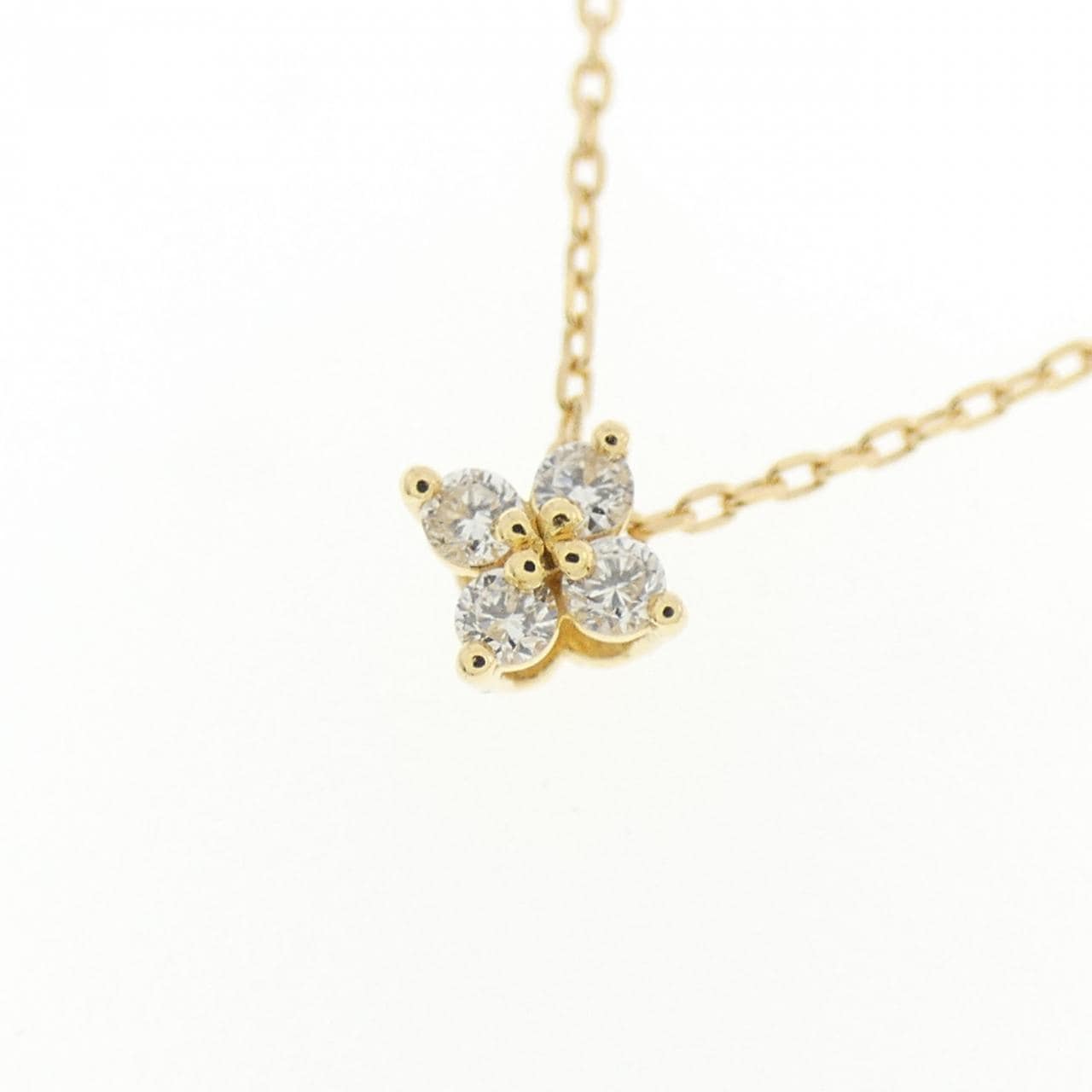 K18YG フラワー ダイヤモンド ネックレス 0.04CT