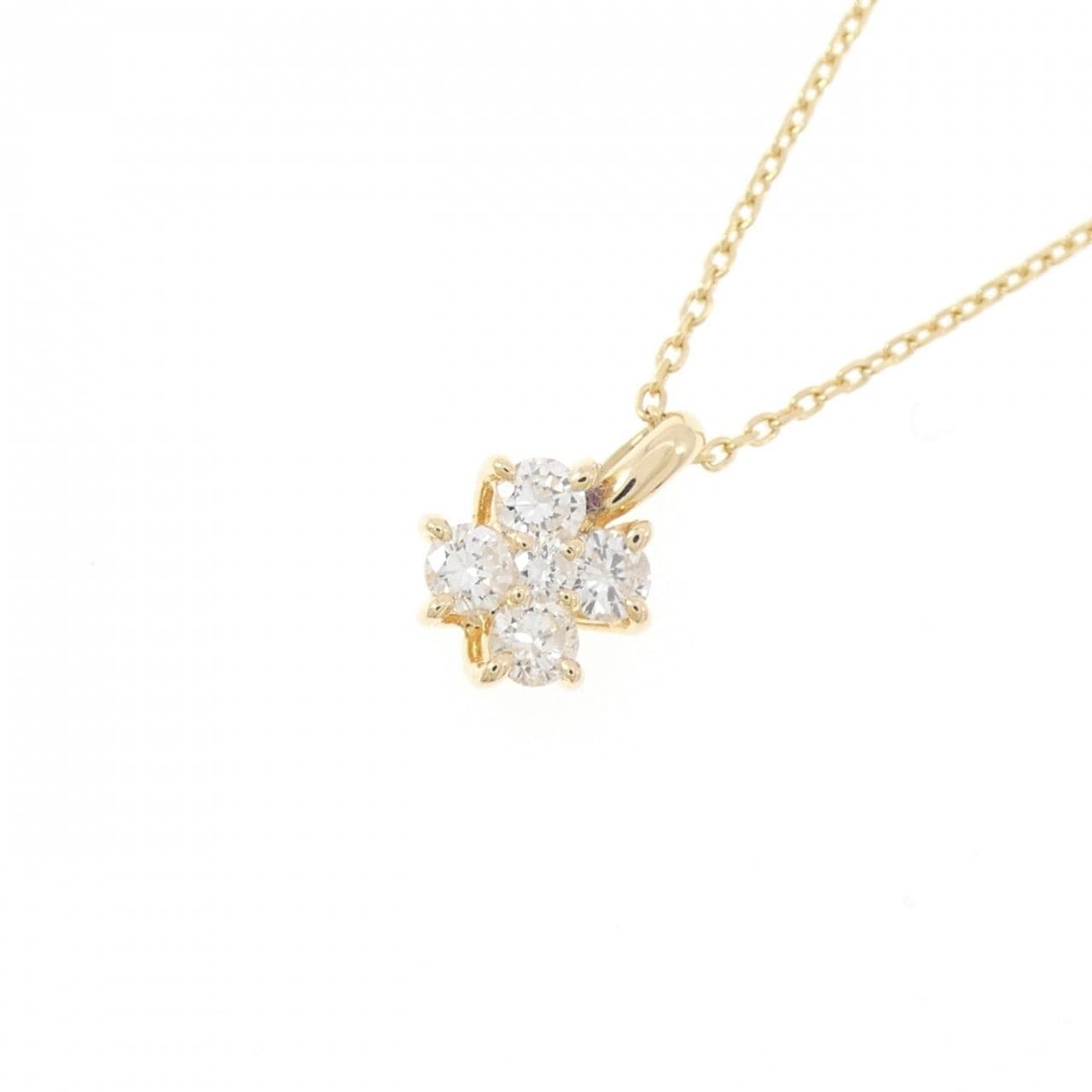 K18YG フラワー ダイヤモンド ネックレス 0.33CT