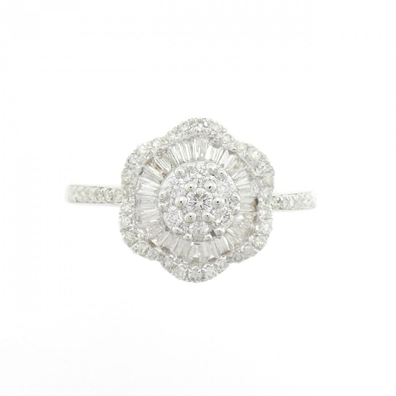 K18WG フラワー ダイヤモンド リング 0.50CT