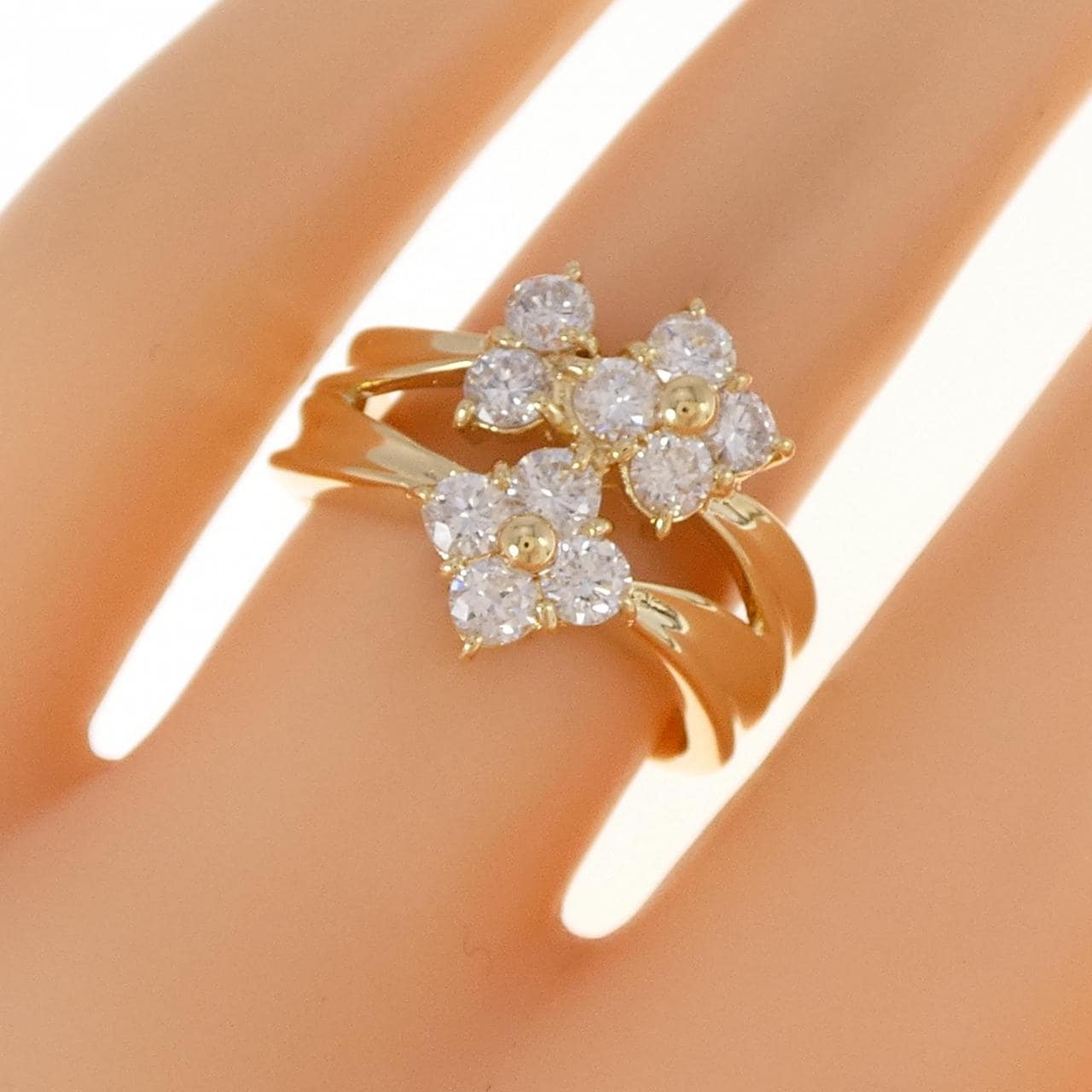 K18YG フラワー ダイヤモンド リング 1.04CT