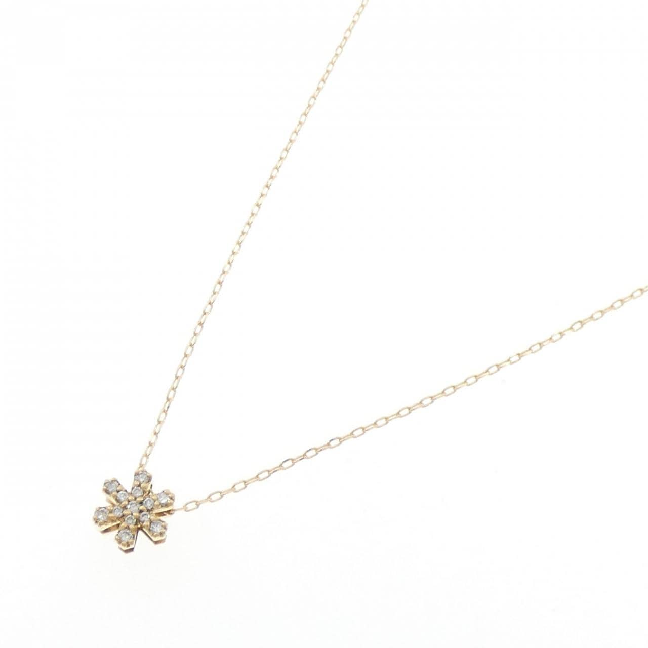 K18YG スノーフレーク ダイヤモンド ネックレス 0.14CT