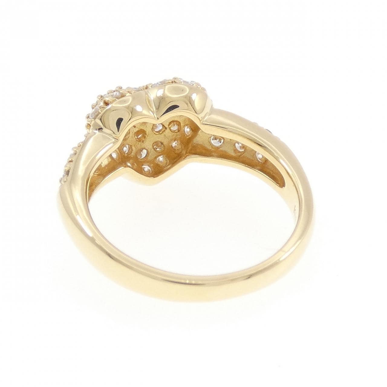 K18YG ハート パヴェ ダイヤモンド リング 0.90CT