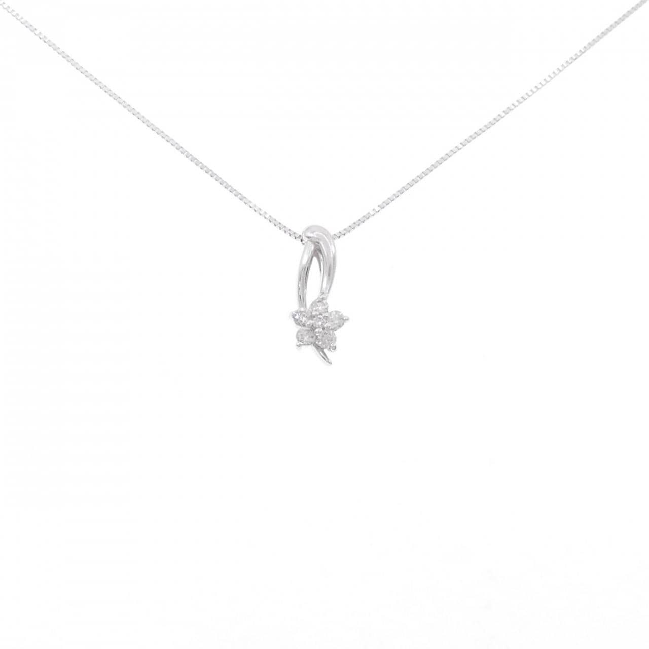 K18WG フラワー ピンクダイヤモンド ネックレス 0.01CT