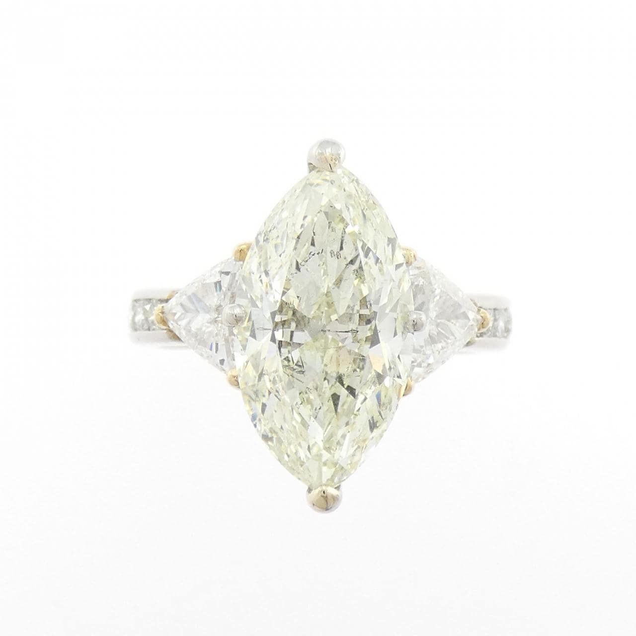 PT900/K18YG ダイヤモンド リング 4.06CT M I1 マーキスカット