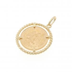 K18YG (框) 硬币吊坠