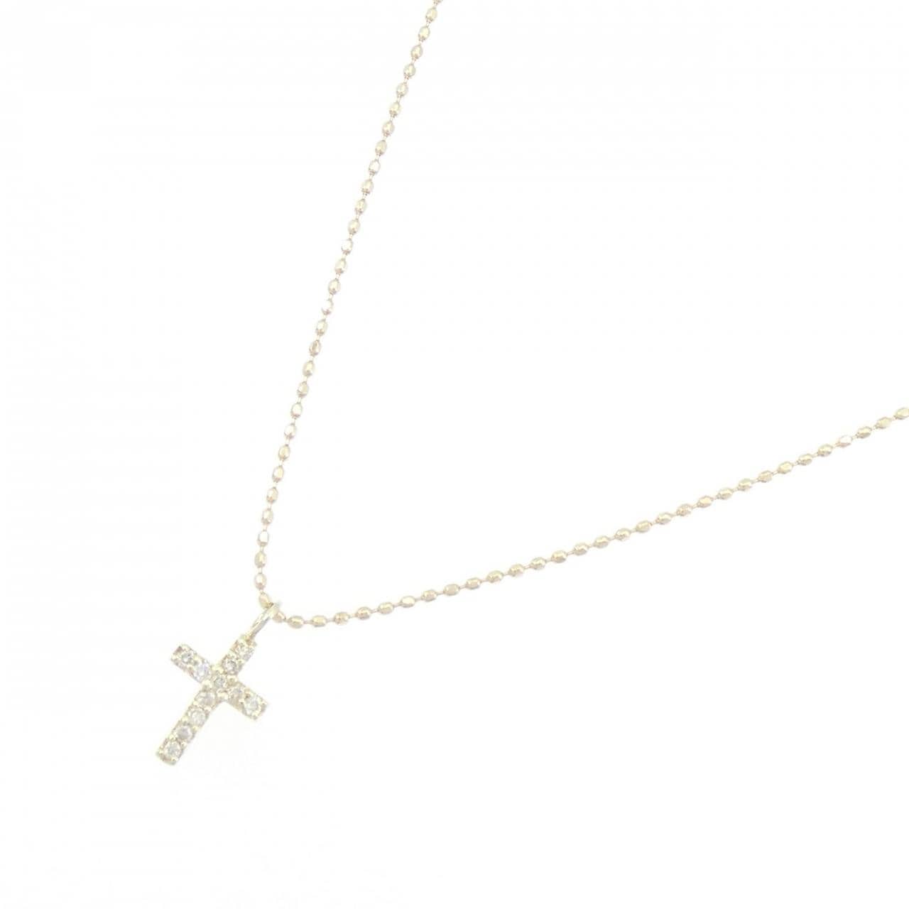 K10YG クロス ダイヤモンド ネックレス 0.05CT