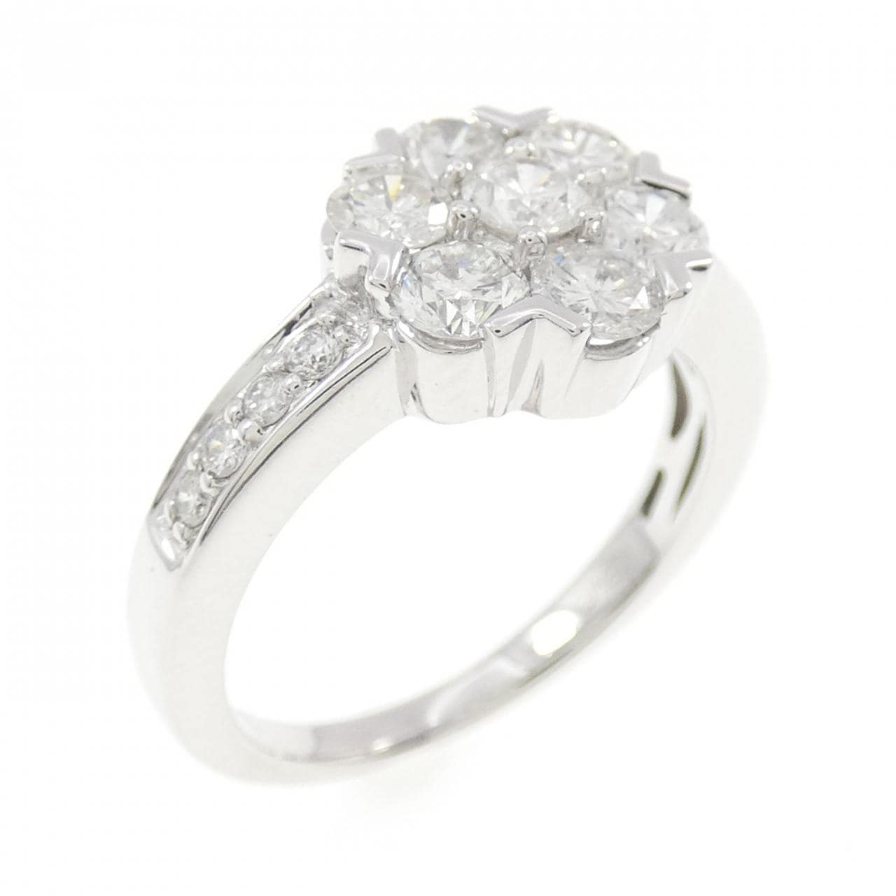 K18WG フラワー ダイヤモンド リング 1.25CT