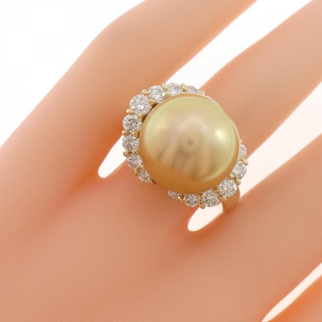 K18YG 白蝶パール リング 13.8mm