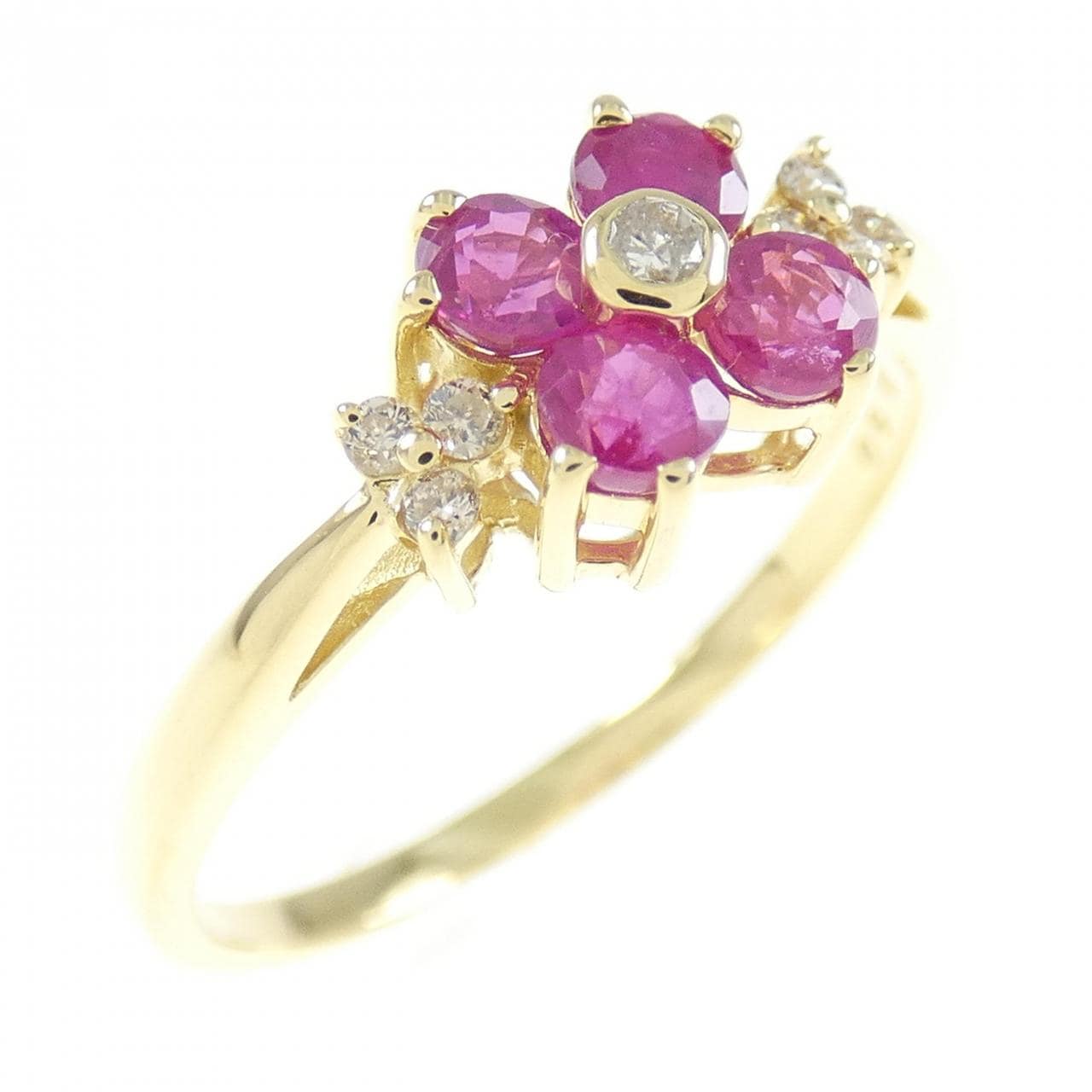 K18YG フラワー ルビー リング 0.50CT