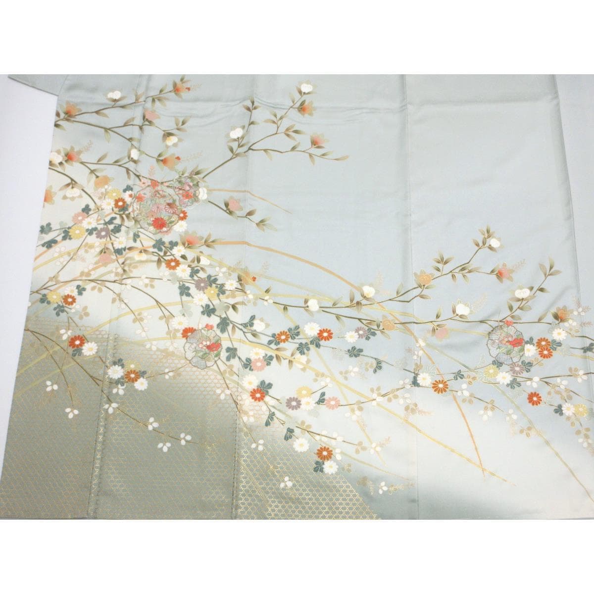 【未使用品】訪問着　友禅金彩加工　刺繍入りボカシ染