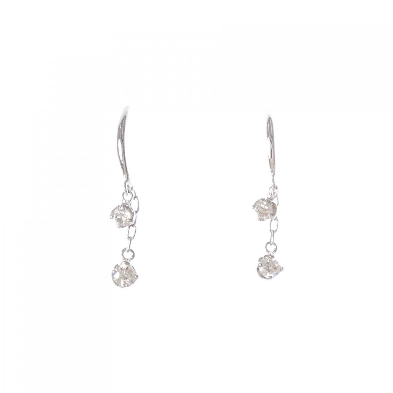 K18WG ダイヤモンド ピアス 0.14CT