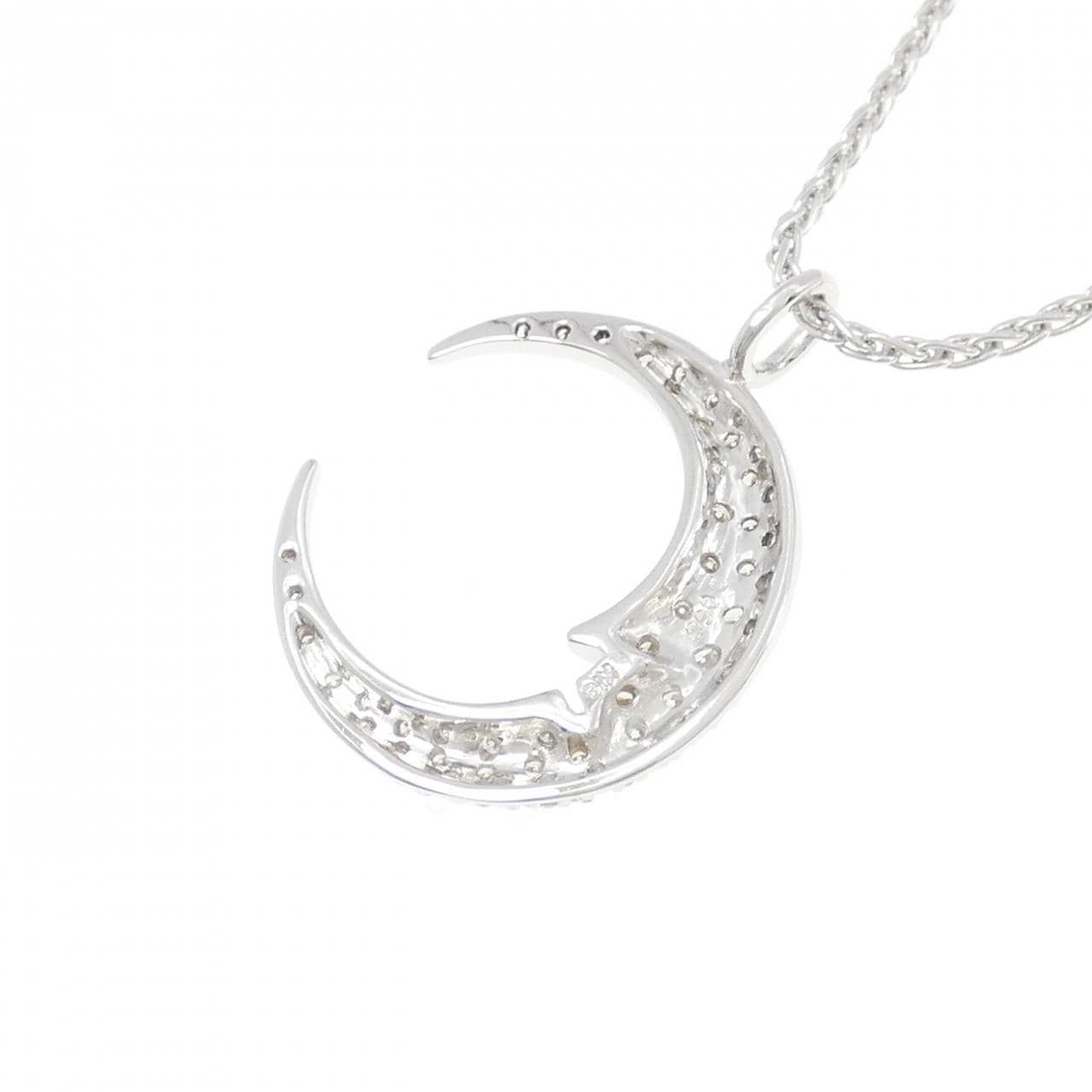 K18WG/750WG ムーン ダイヤモンド ネックレス 0.65CT