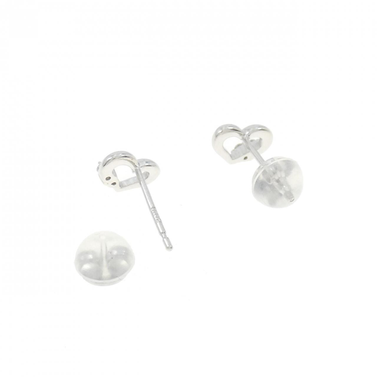 K18WG ハート ダイヤモンド ピアス 0.04CT