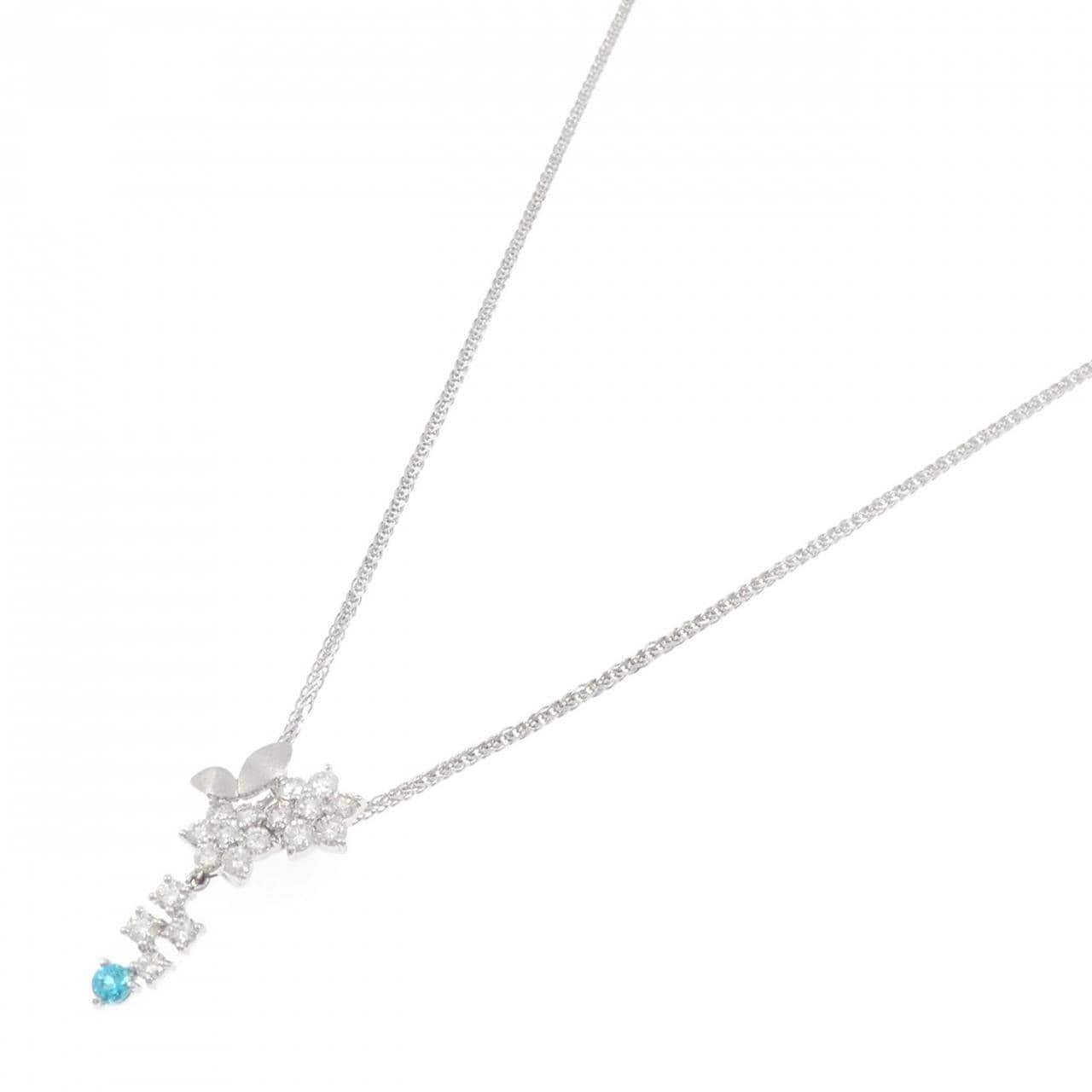 K18WG Flower Paraiba Tourmaline Necklace 0.11CT