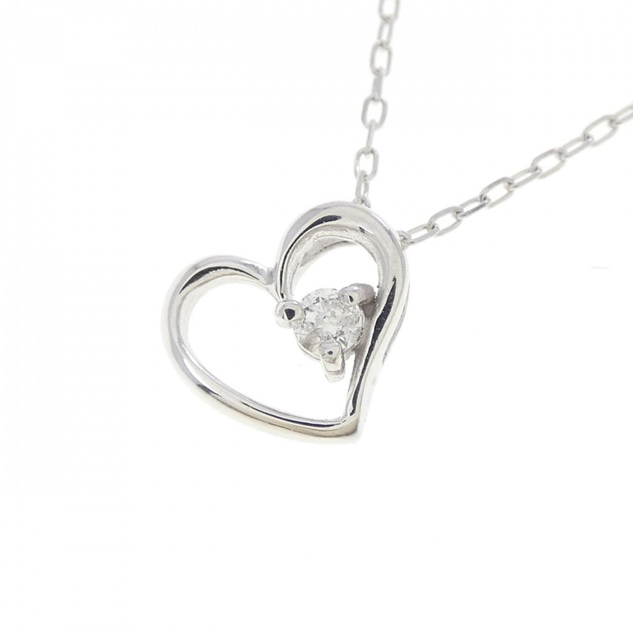 K10WG ハート ダイヤモンド ネックレス 0.03CT