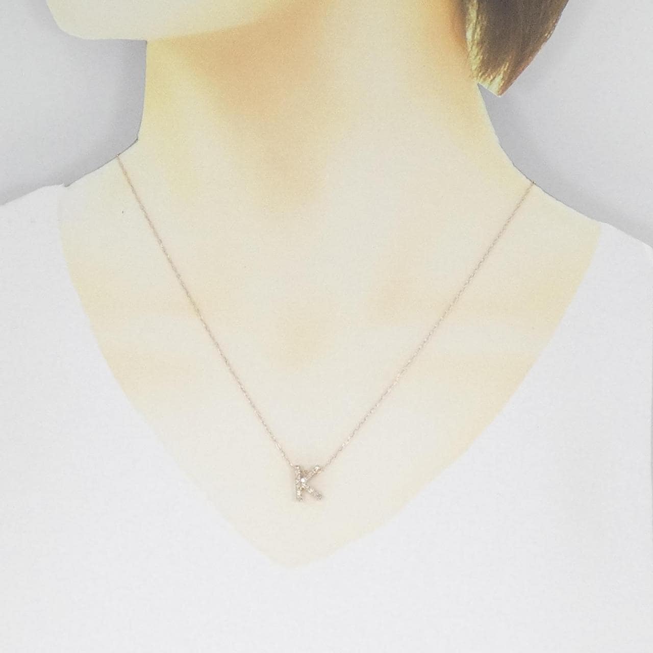 K18PG イニシャルK ダイヤモンド ネックレス 0.17CT