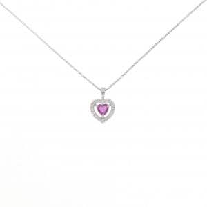 K18WG ハート ルビー ネックレス 0.18CT