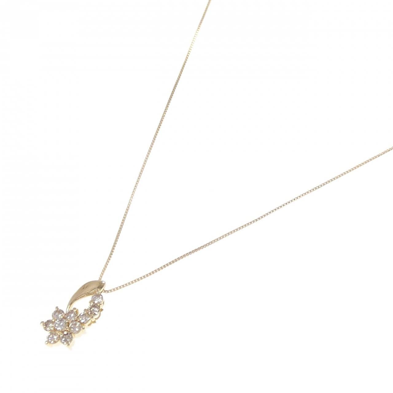 K18YG flower Diamond necklace 0.50CT