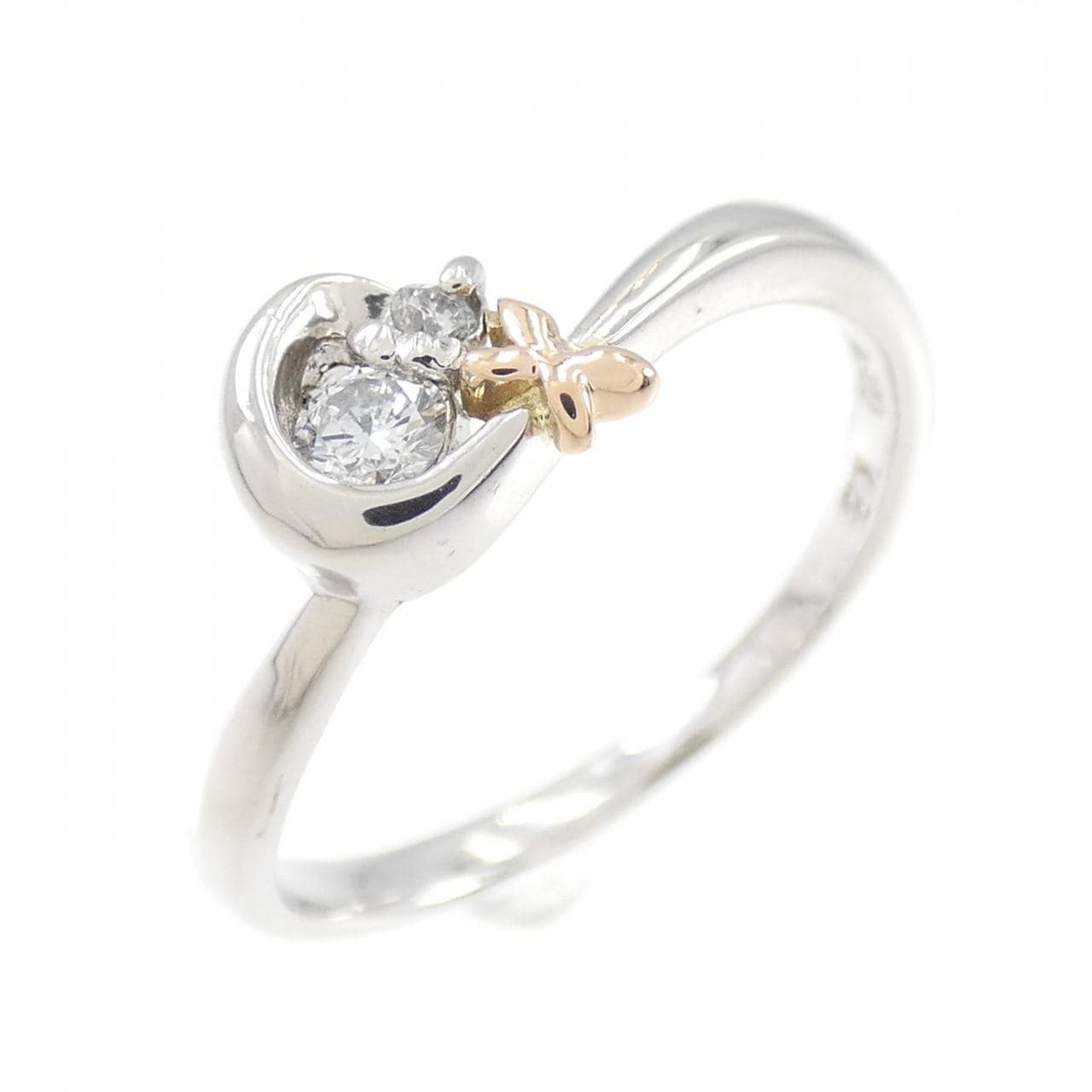 PT900/K18PG バタフライ ダイヤモンド リング 0.10CT