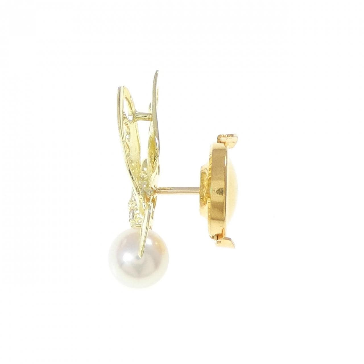 K18YG バタフライ アコヤパール ブローチ 6.0mm