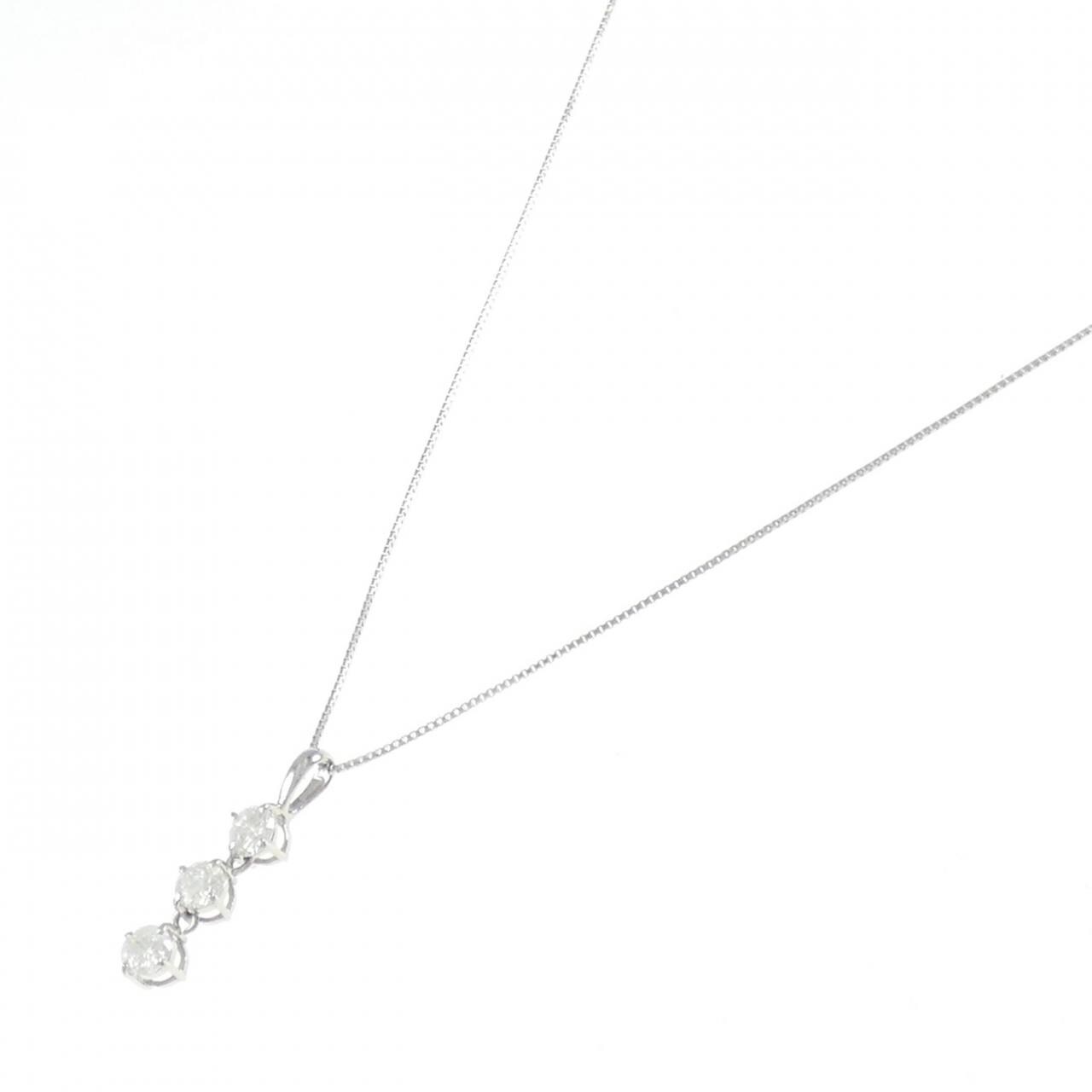 PT900/PT850 スリーストーン ダイヤモンド ネックレス 0.5CT