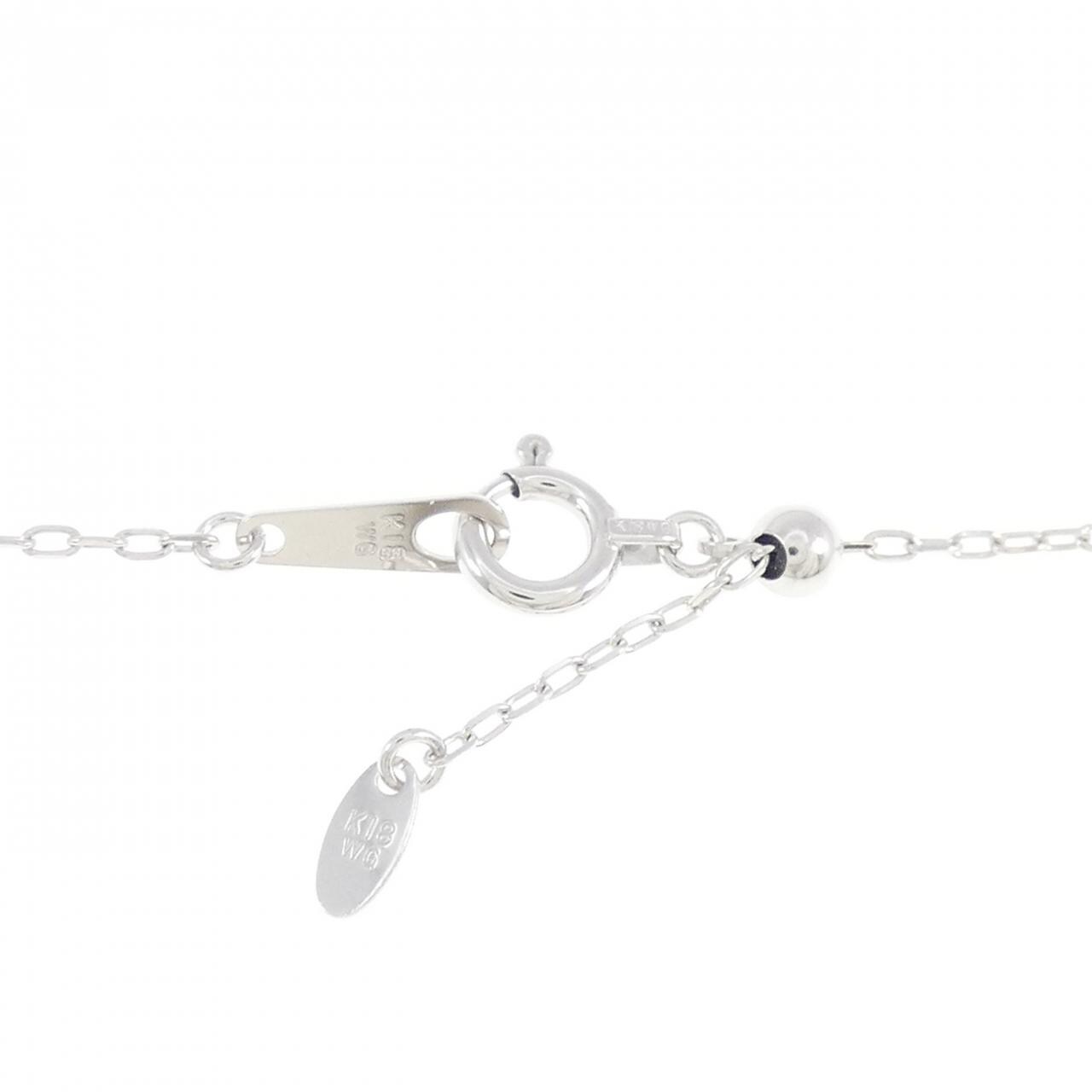 K18WG フラワー ダイヤモンド ネックレス 0.08CT