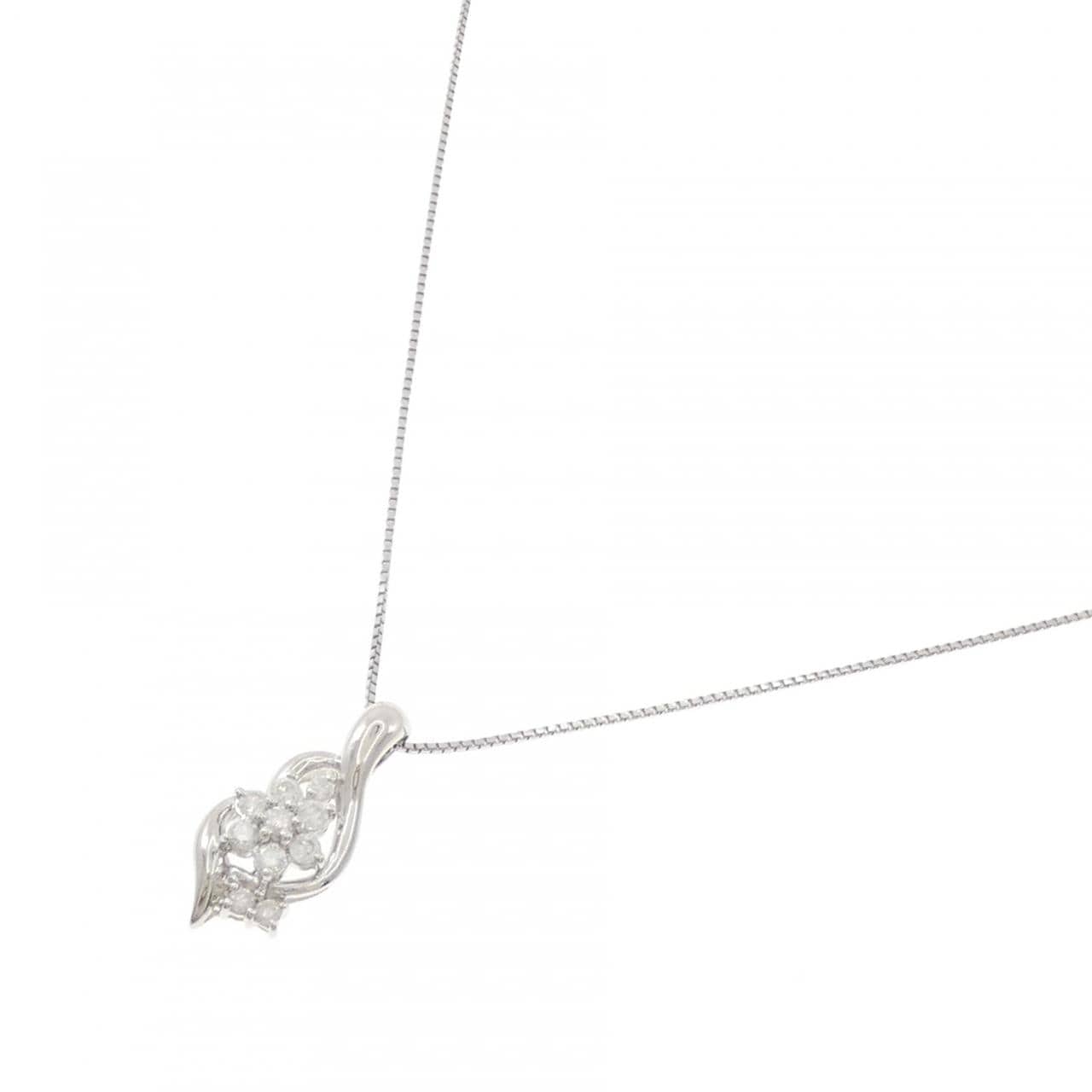 PT900/PT850 フラワー ダイヤモンド ネックレス 0.50CT