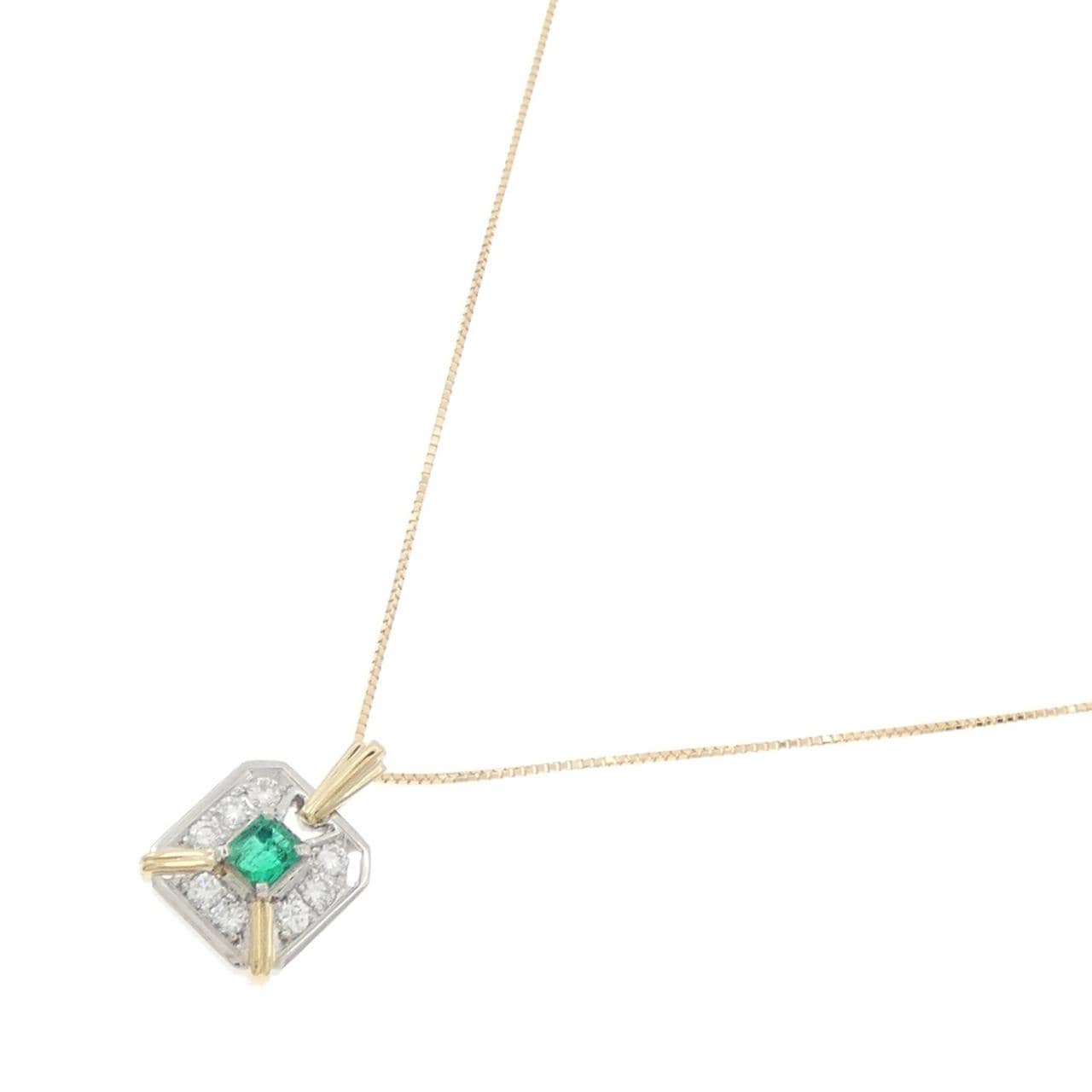 PT900/K18YG エメラルド ネックレス 0.25CT