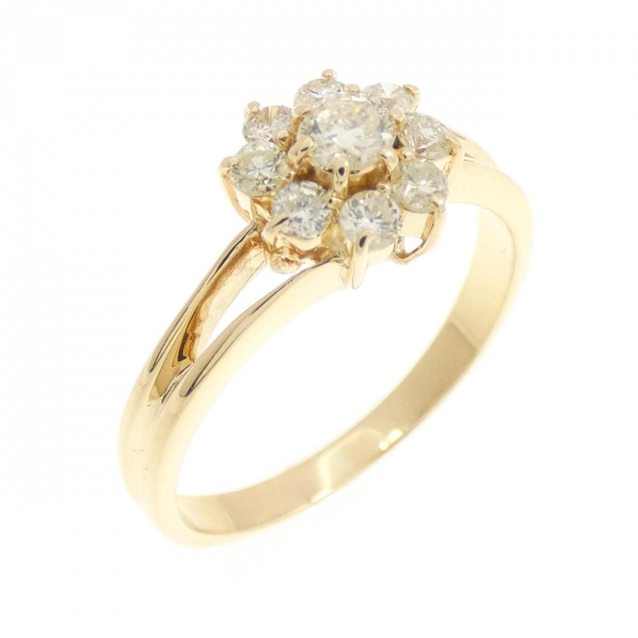 K18YG フラワー ダイヤモンド リング 0.30CT