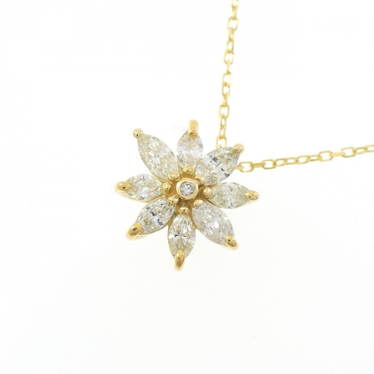 K18YG フラワー ダイヤモンド ネックレス 0.50CT