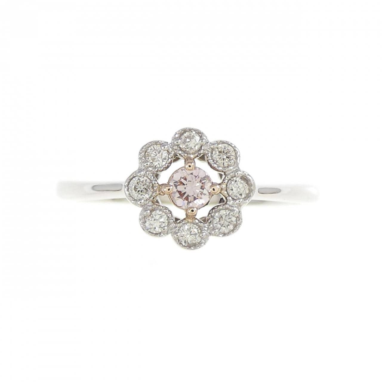 PT900/K18PG ピンクダイヤモンド リング 0.08CT