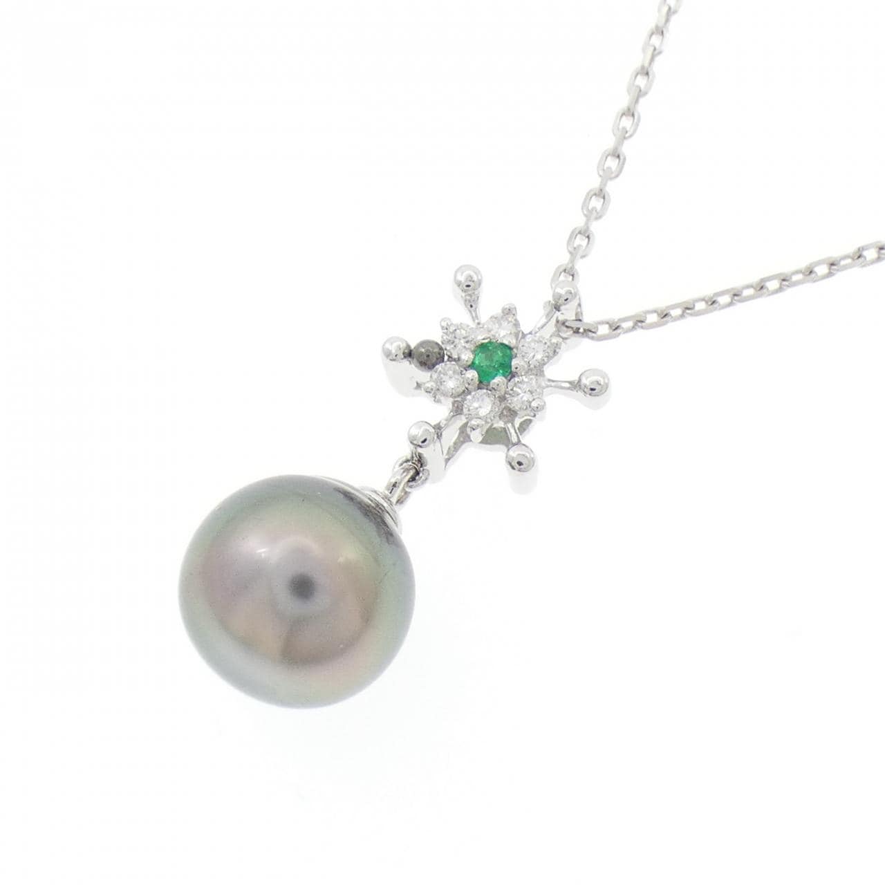 K18WG/750WG 黒蝶パール ネックレス 9.4mm