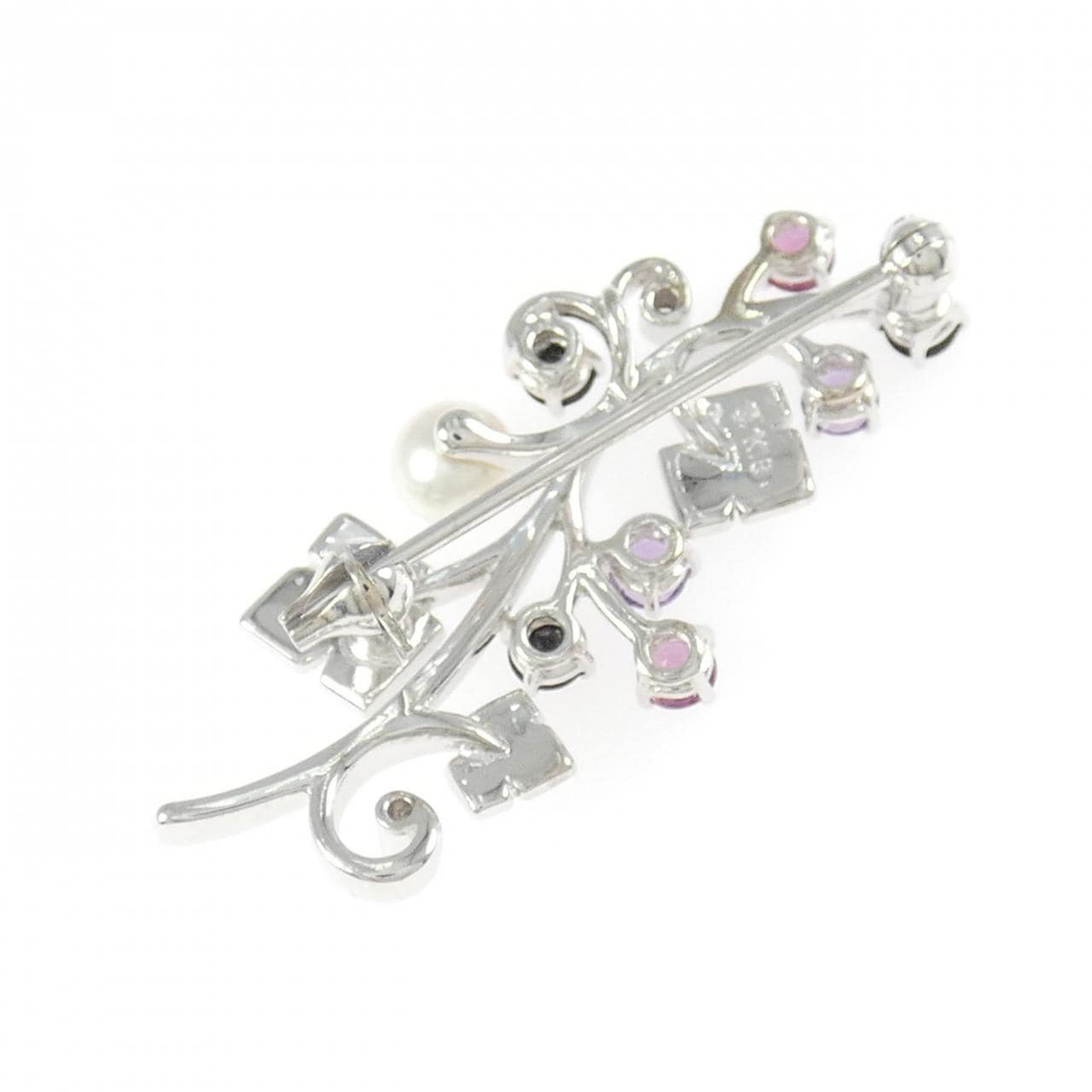 K18WG カラーストーン ブローチ