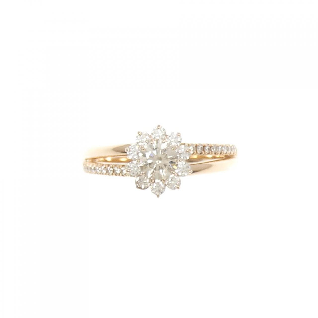 K18PG フラワー ダイヤモンド リング 0.60CT