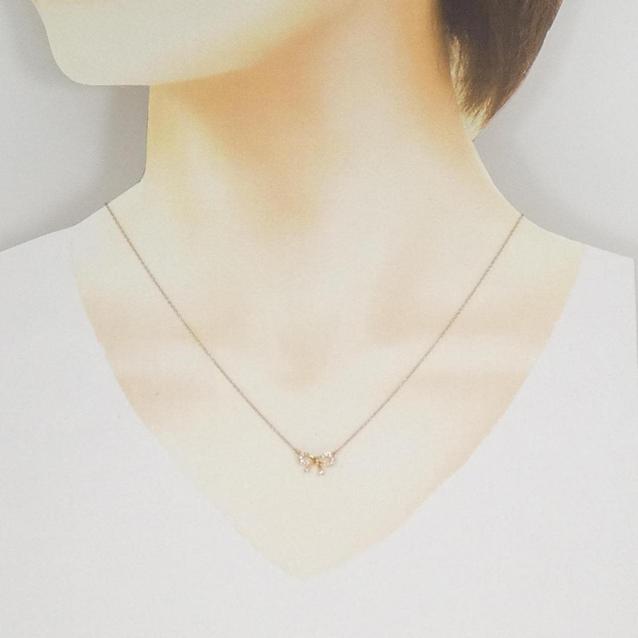 ポンテヴェキオ リボン ダイヤモンド ネックレス 0.06CT