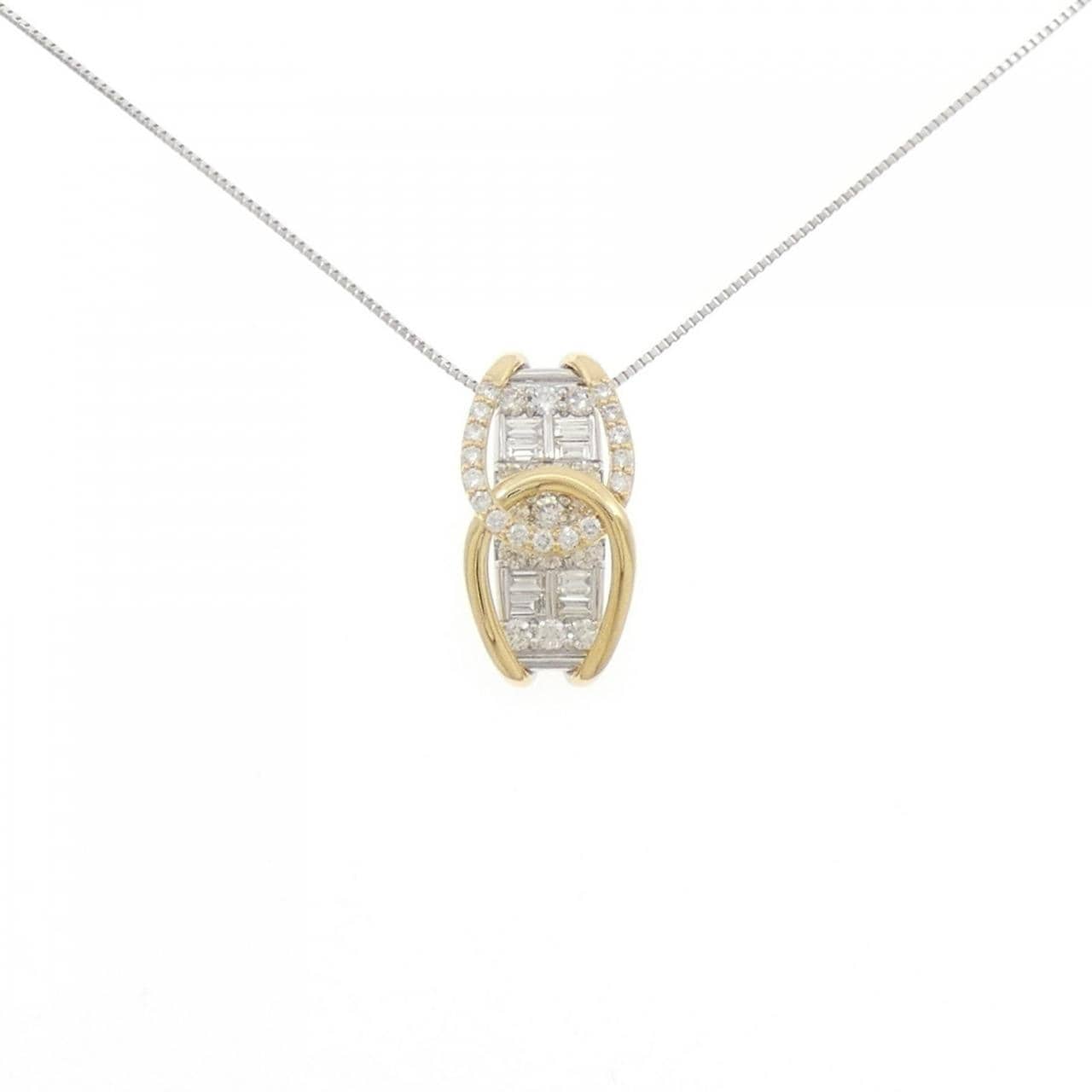 【新品】PT900/K18YG/PT850 ダイヤモンド ネックレス 1.00CT