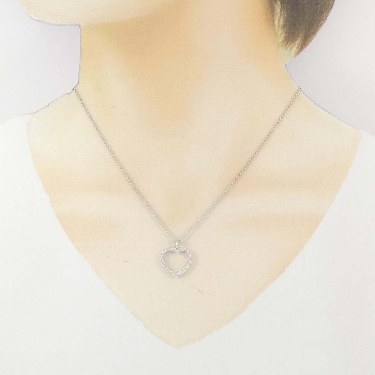 PT900/PT850 ハート ダイヤモンド ネックレス 0.30CT