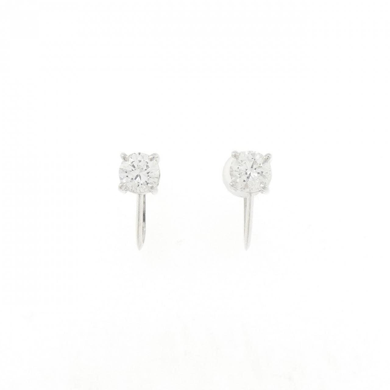 PT900 ソリティア ダイヤモンド イヤリング 0.68CT