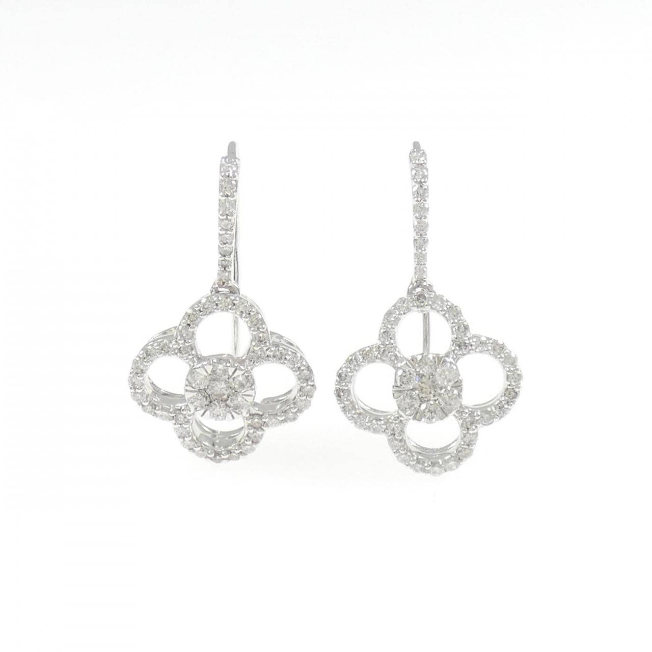 K18WG フラワー ダイヤモンド ピアス 1.10CT