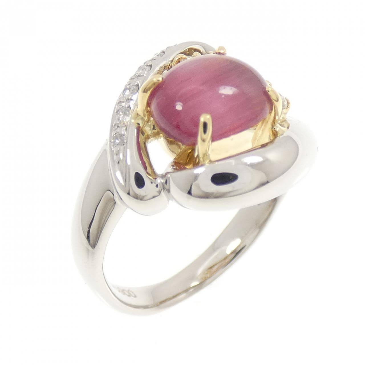 PT900/K18YG トルマリンキャッツアイ リング 1.60CT